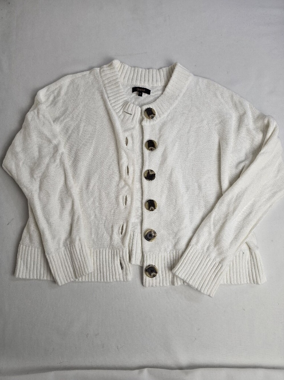 Quince Cropped Cardigan Sweater Big Buttons 100% Organic Cotton Size Small